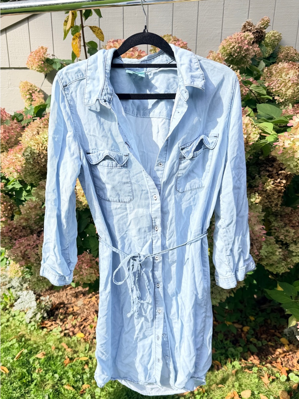 C&C California Light Blue Denim Shirt Dress Coverup